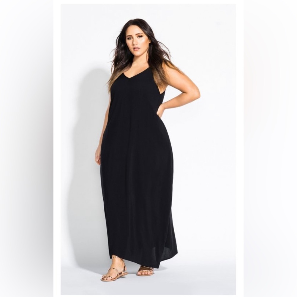 City Chic Women’s V Neck Maxi Dress Black